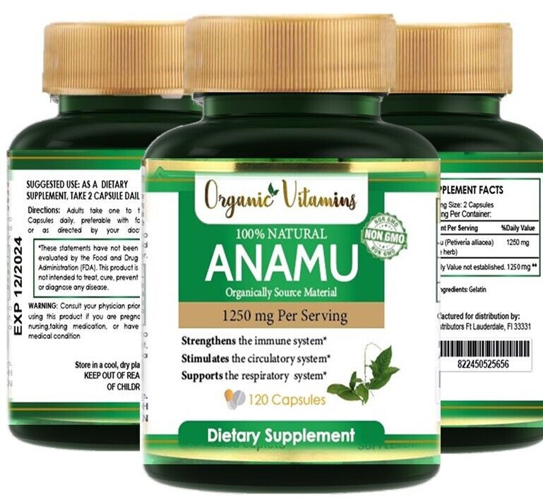 ORGANIC Anamu Natural Supplement Detoxifier & Immune Support 120 Capsules 1250MG