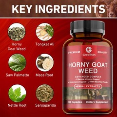 Horny Goat Weed 120pcs-Maca Root, Tribulus-Testosterone Booster,Energy,Endurance