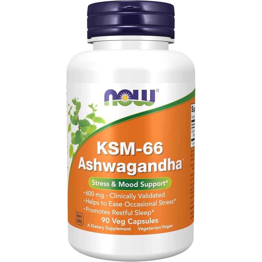 NOW KSM-66 Ashwagandha, Stress & Mood Support*, 90 Veg Capsules