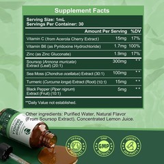 2 Pack Soursop Graviola Leaf Extract Drops & Pure Sea Moss for Immunity, Gut Hea