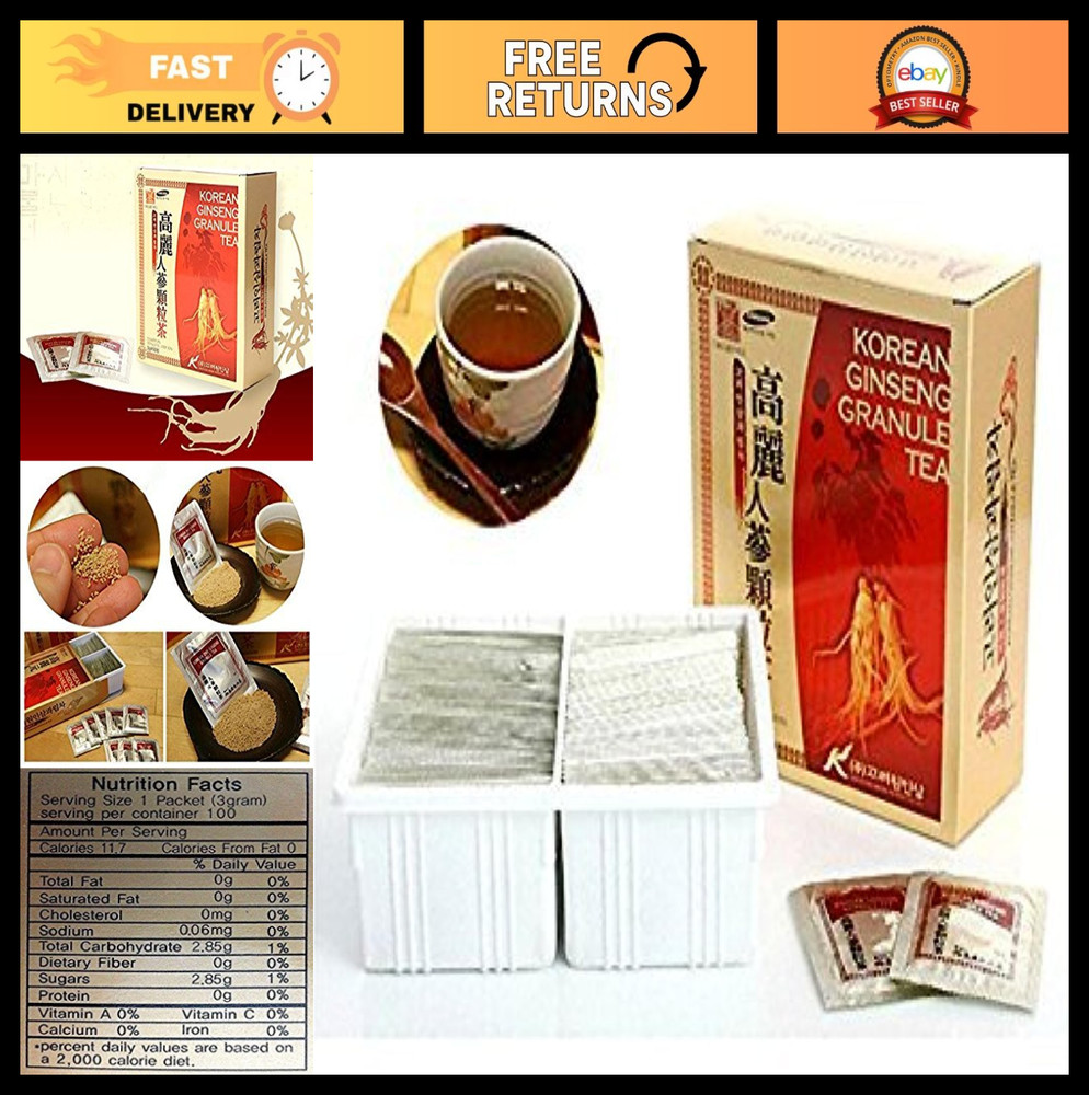 Korean Ginseng Extract Granules Tea – 100 Bags (3g Each) – Herbal Health Boost