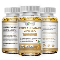 Korean Red Panax Ginseng 1600mg – Energy & Endurance, Male Testosterone Booster