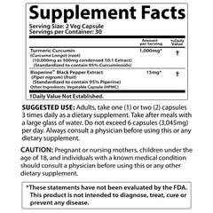 TURMERIC BLACK PEPPER 95% CURCUMIN ANTIOXIDANT 10,000mg EXTRACT 2X 60 CAPSULES