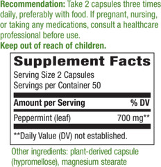 Nature’s Way Peppermint Leaf, Digestive Discomfort Support, 700Mg, 100 Capsules