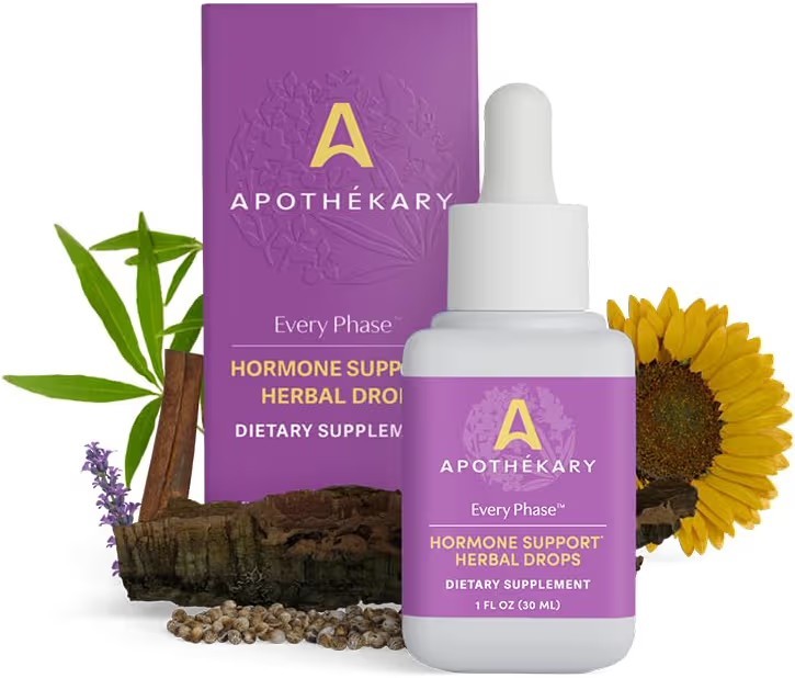 Apothekary Every Phase Natural Hormone Support Herbal Drops – 30ml/1 FL OZ