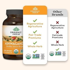 ORGANIC INDIA Ashwagandha Capsules – Natural Stress Support | 180 Vegan Capsules