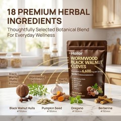 Holior 18-in-1 Black Walnut & Wormwood Herbal Blend for 240 Count (Pack of 1)