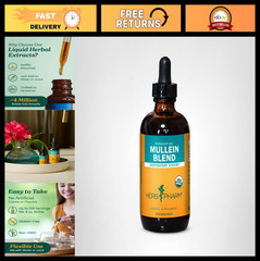Organic Mullein Blend – Respiratory Health & Expectorant, Vegan, 4 oz, 12 Week S
