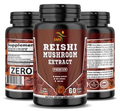 Reishi Mushroom Extract 20:1 Pure Organic Strong 120 Caps (Ganoderma Lucidum)