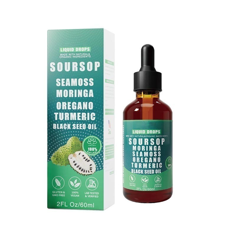 Soursop Bitters Liquid Drops 10 in 1 with Sea Moss, Moringa, Turmeric, Black See