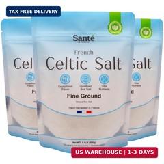 Sante Naturelle Celtic Salt Organic Fine Ground – 1.1lb (18oz) Pack of 3, Unrefi