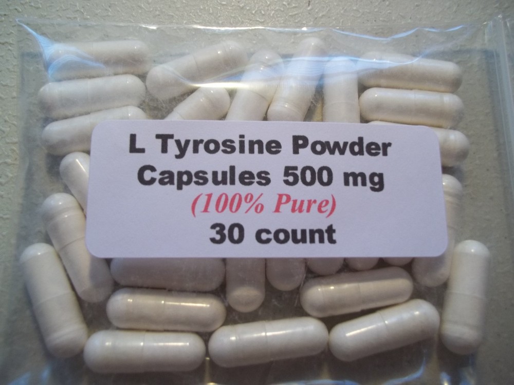 L Tyrosine Powder Capsules (99.8% Pure) 500mg. 30 count