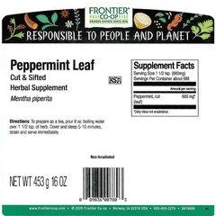 Frontier Co-op Peppermint Leaf, Refreshing and Soothing, C/S 1 lb. 12/2026