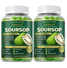 2 PCS Summervibes Qizfyzz Soursop Gummies 20-in-1 Herbal Complex Sea Moss 60ct