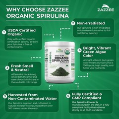 Zazzee USDA Organic Spirulina Powder, 2.2 Pounds (1 KG), 303 Servings, Kosher
