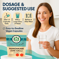 ”Manjakani Oak Gall” Caps 5500mg(30%Tannins)-Vaginal&Tissue Tightening-180Caps