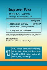 Nattokinase 200mg 5000 FU/g (Fibrinolytic Units) 360 Capsules 3x Large Bottles