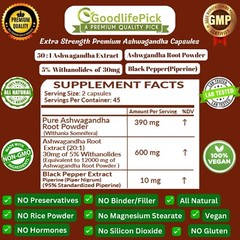 Best Ashwagandha 12300 mg with 5% Withanolides & Black Pepper-90ct Max Benefits