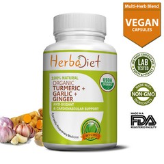 Organic Turmeric Garlic Ginger PURE Capsules Cardiovascular Support Antioxidant
