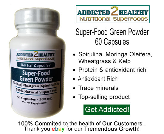 60 SuperFood Green Powder Capsules – Moringa + Spirulina + Wheatgrass + Kelp