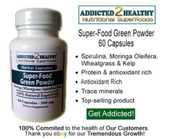 60 SuperFood Green Powder Capsules – Moringa + Spirulina + Wheatgrass + Kelp