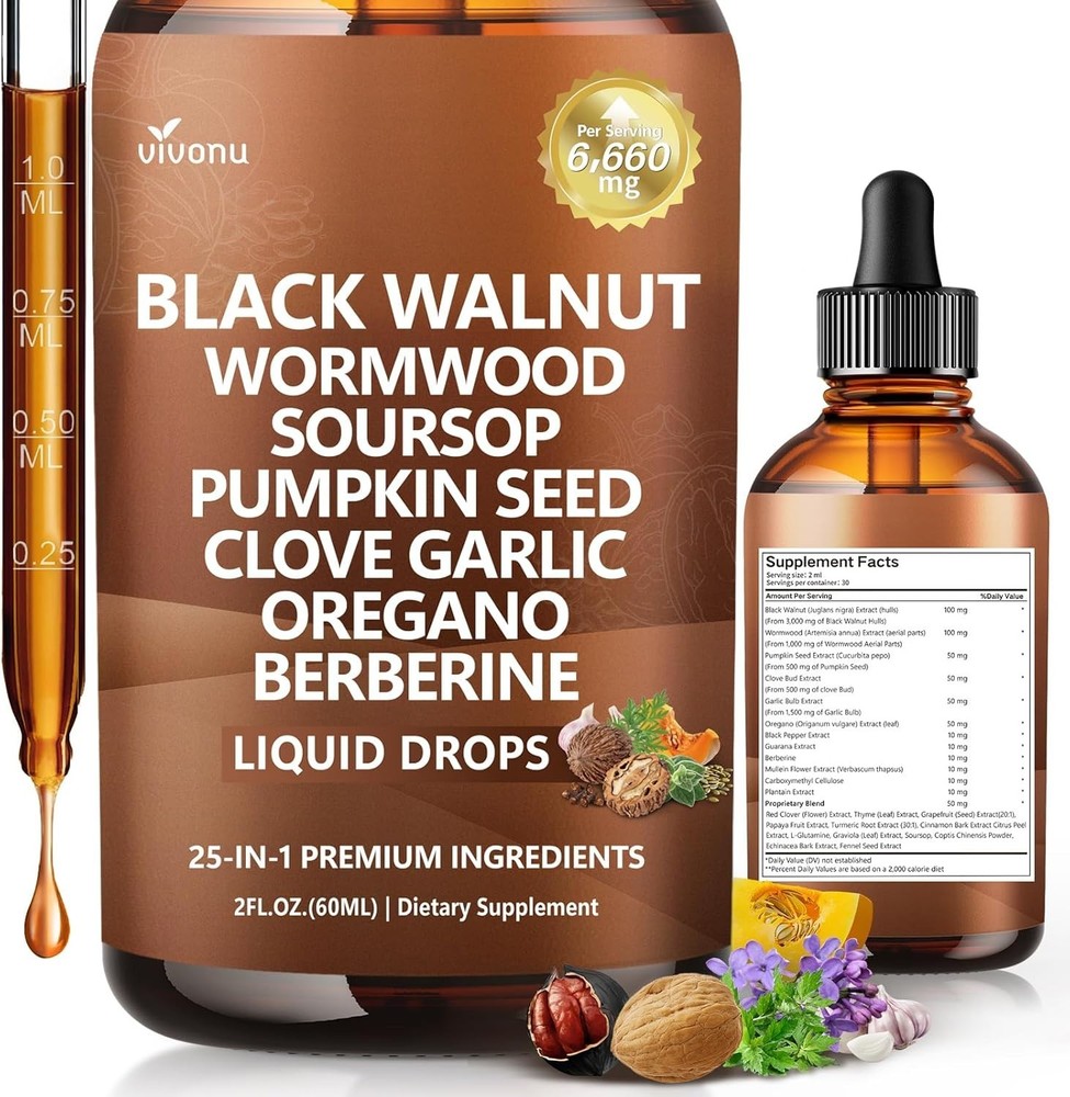 25-in-1 Herbal Liquid Drops Black Walnut Blend 2oz Set