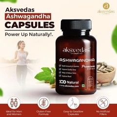 Aksvedas Ashwagandha Capsules, 60 Capsules Each Pack Of 2 s704