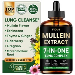 Mullein Drops 120 Servings – 7 Herbal Blend for Lung Detox – Respiratory Support