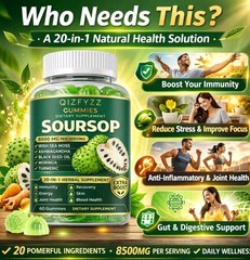 2 PCS Summervibes Qizfyzz Soursop Gummies 20-in-1 Herbal Complex Sea Moss 60ct