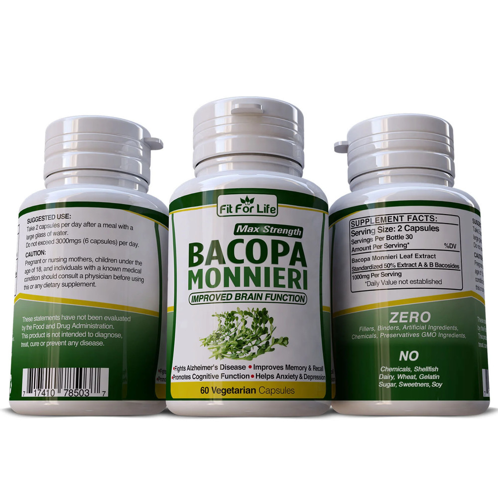 Bacopa Monnieri 1000mg Organic 60 Capsules Pills BRAIN FUNCTION Memory Anxiety