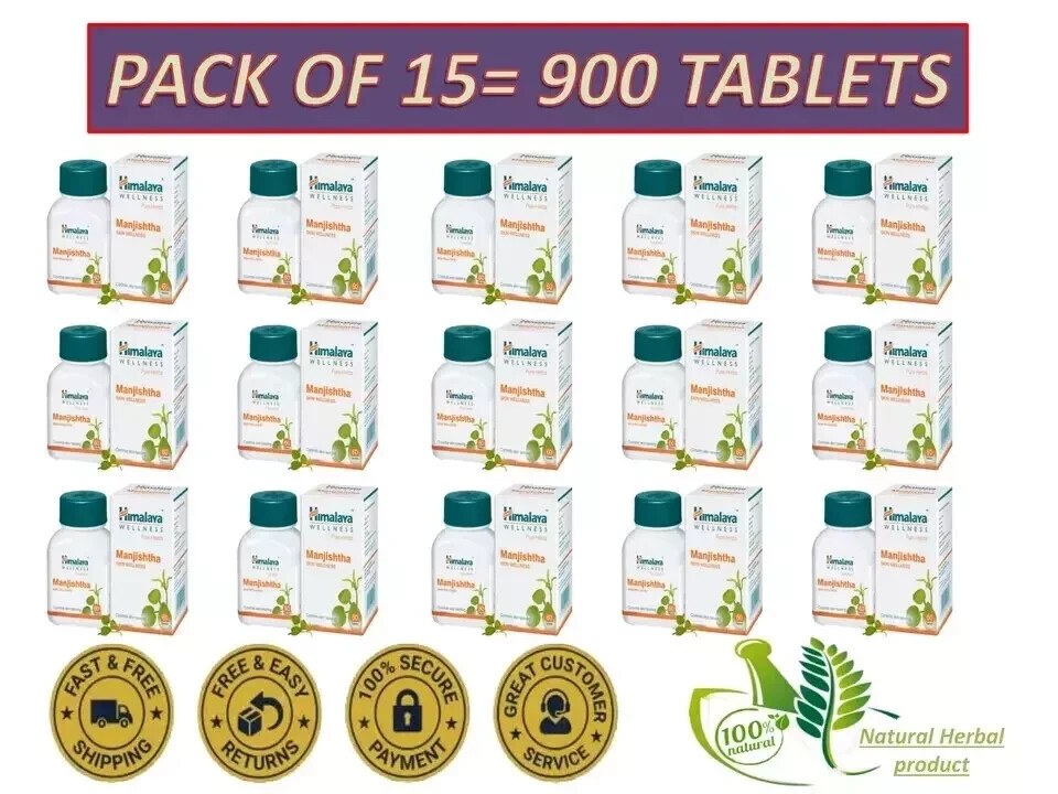 Himalaya Manjishtha 60 Tabs 15 Pack Natural Skin Detox & Support Exp. 08/2027