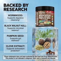 Clean Nutra Wormwood Clove Oil Diatomaceous Earth Turmeric Supplement Capsules