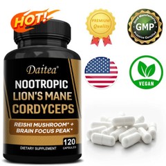 Mushroom Supplement 2400mg – Lions Mane Reishi Cordyceps – 30/60/120 Capsules