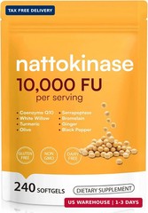 AIQIUSHA Nattokinase 10,000 FU with Serrapeptase, Bromelain & CoQ10, Triple Enzy