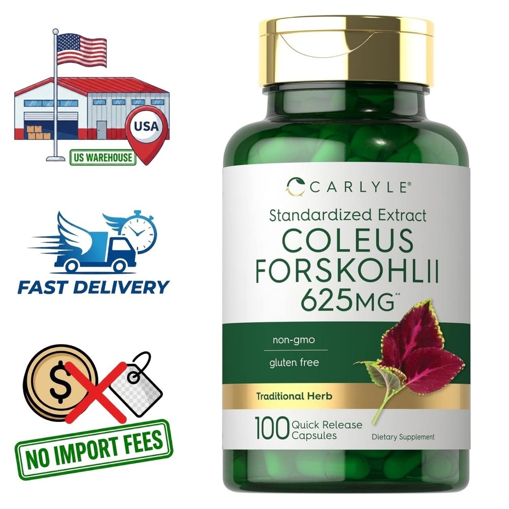 Coleus Forskohlii 625mg | 100 Capsules | Root Extract | 2.5mg Forskolin