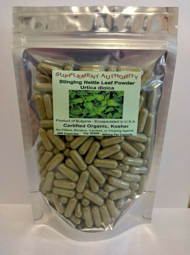 Stinging Nettle Leaf Root Powder Capsules – Certified Organic, Kosher – FRESH!