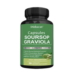 Soursop GRAVIOLA EXTRACT 1950 mg GMO free 120 capsules Balance skin health