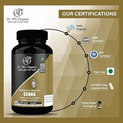 4x Dr. JPG Organic ISO & GMP Certified Senna 60 capsules for bowel support