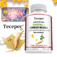 Ginkgo Biloba + Korean Red Panax Ginseng Focus Brain Memory Energy Booster