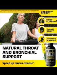 HERBIFY Mullein Leaf Extract Liquid Drops 4oz Respiratory & Lung Detox Cleanse