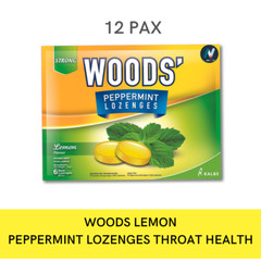 WOODS LEMON Peppermint Lozenges Sore Throat Health Freshens Breathing Relax 12X