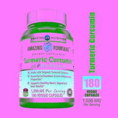 Amazing Formulas Turmeric Curcumin BioPerine 1500 mg 180 Veg Caps By Amazing Nut