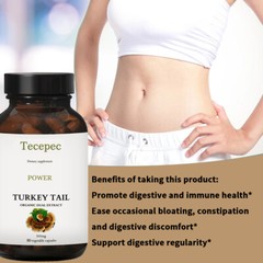 Turkey Tail Capsules 500mg Supports Digestion,Immunity,Gut Health 90 Capsules