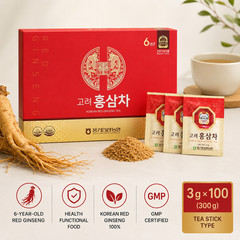 PUGGI Korean Red Ginseng Tea 3g x 100 Packets Natural Energy Drink