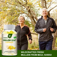 Natural Mullein Leaf Capsules For Lung Cleanse Detox Herbal Dietary Supplement