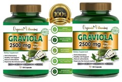 Graviola Extract 2500 mg 240 Capsules, Gluten Free, Soursop, in 2 pack