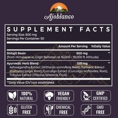 Pure Himalayan Shilajit Resin 600mg – Organic Ayurvedic Blend for Energy & Immun
