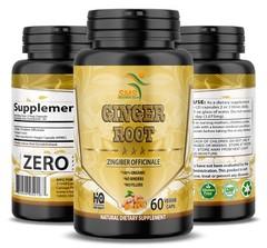 Ginger Root Powder 60 Capsules (Zingiber officinale) All Organic USA
