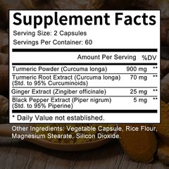 Turmeric Curcumin With Ginger & Black Pepper Joint Support 1000mg 30/60/120 Caps