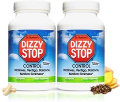 DizzyStop Herbal Supplement for Vertigo Relief Dizziness, Motion Sickness 2 Pack